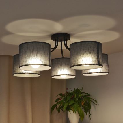 Prie lubų montuojamas šviestuvas ALBA 5xE27/15W/230V pilkas