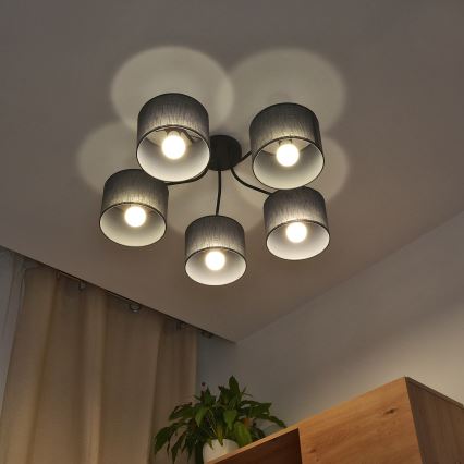 Prie lubų montuojamas šviestuvas ALBA 5xE27/15W/230V pilkas