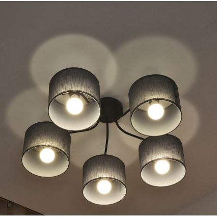 Prie lubų montuojamas šviestuvas ALBA 5xE27/15W/230V pilkas