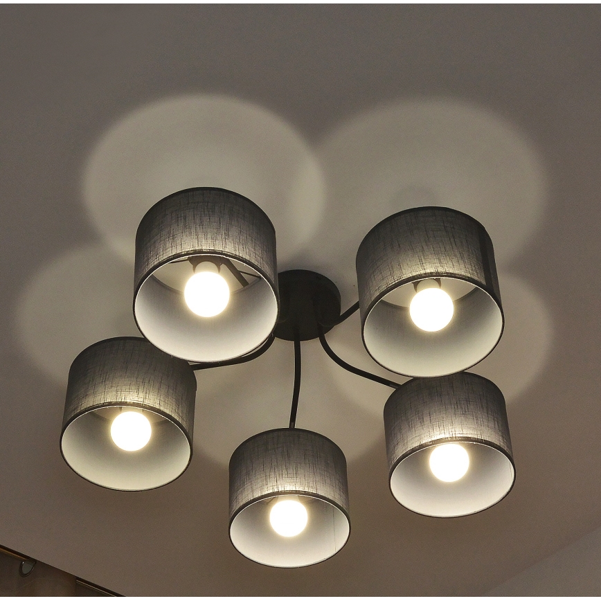 Prie lubų montuojamas šviestuvas ALBA 5xE27/15W/230V pilkas