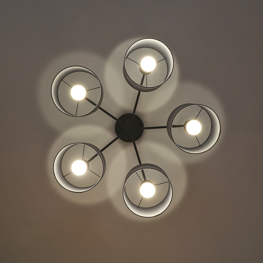 Prie lubų montuojamas šviestuvas ALBA 5xE27/15W/230V pilkas