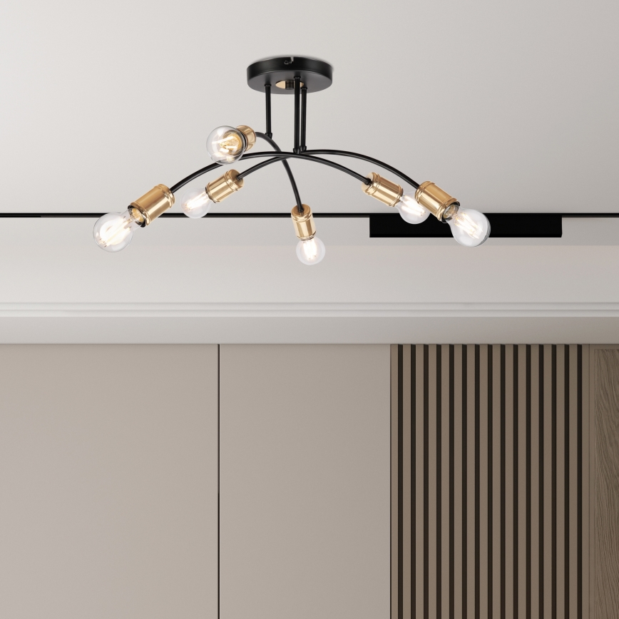 Prie lubų montuojamas šviestuvas ANYA 6xE27/15W/230V juoda/auksinė