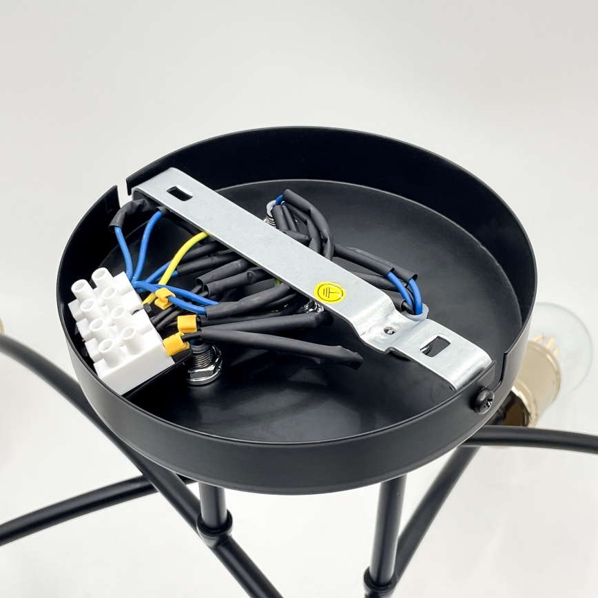 Prie lubų montuojamas šviestuvas ANYA 6xE27/15W/230V juoda/auksinė