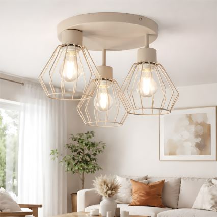 Prie lubų montuojamas šviestuvas AUDREY 3xE27/60W/230V smėlio spalvos