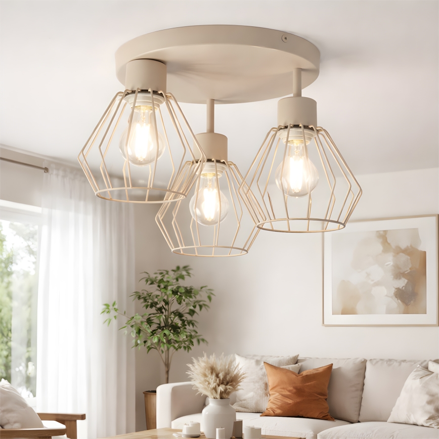 Prie lubų montuojamas šviestuvas AUDREY 3xE27/60W/230V smėlio spalvos