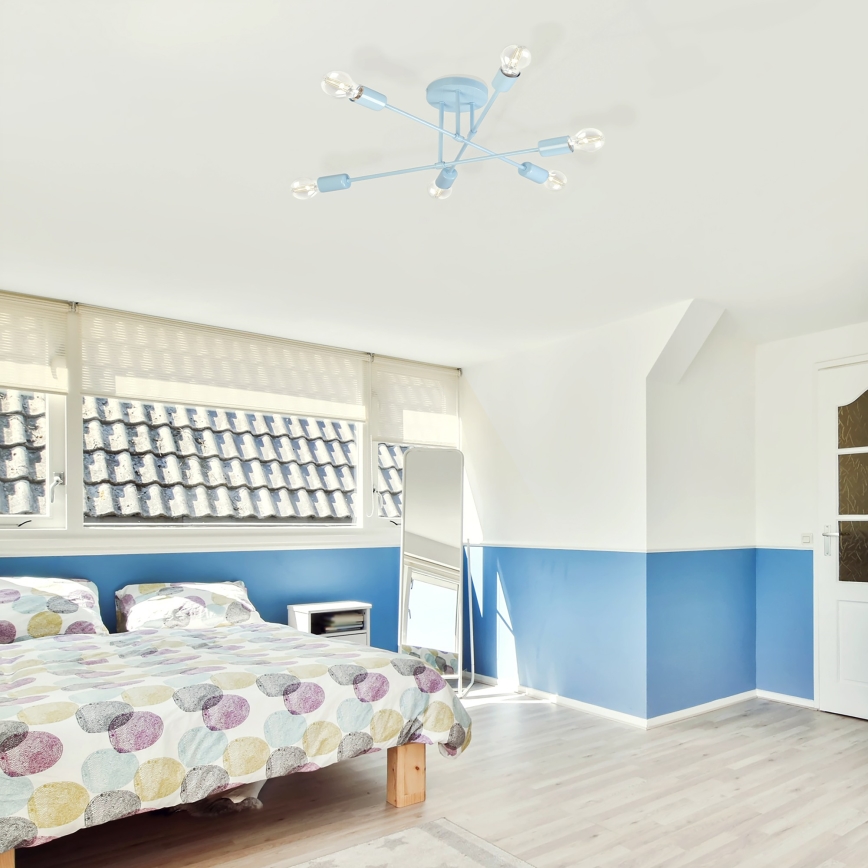 Prie lubų montuojamas šviestuvas CAMBRIDGE 6xE27/15W/230V mėlynas