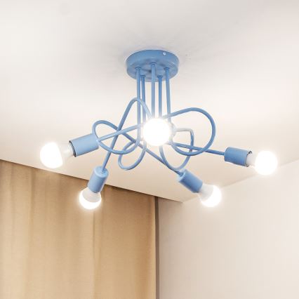 Prie lubų montuojamas šviestuvas OXFORD 5xE27/15W/230V mėlynas