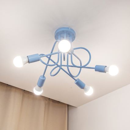 Prie lubų montuojamas šviestuvas OXFORD 5xE27/15W/230V mėlynas