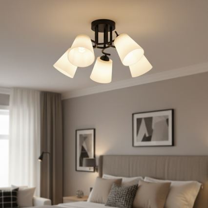 Prie lubų montuojamas šviestuvas PAFOS 5xE27/15W/230V juodas