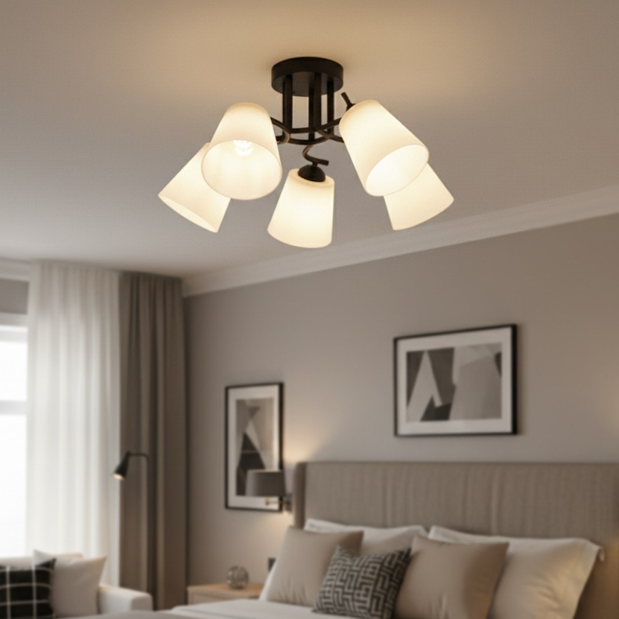 Prie lubų montuojamas šviestuvas PAFOS 5xE27/15W/230V juodas