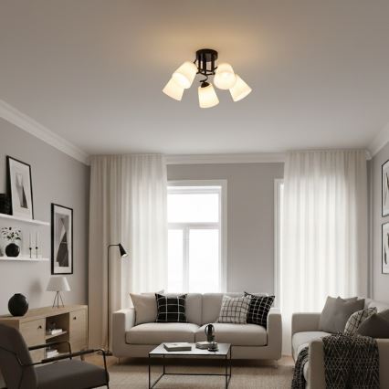 Prie lubų montuojamas šviestuvas PAFOS 5xE27/15W/230V juodas