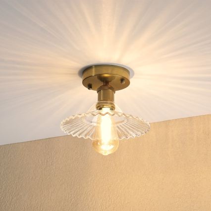 Prie lubų montuojamas šviestuvas TRISH 1xE27/15W/230V auksinė/skaidri