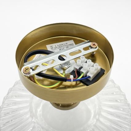 Prie lubų montuojamas šviestuvas TRISH 1xE27/15W/230V auksinė/skaidri