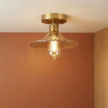 Prie lubų montuojamas šviestuvas TRISH 1xE27/15W/230V auksinis/dūminė smėlio spalva