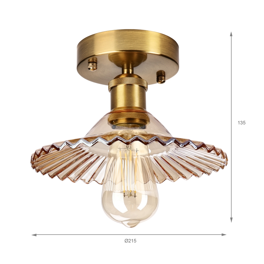 Prie lubų montuojamas šviestuvas TRISH 1xE27/15W/230V auksinis/dūminė smėlio spalva