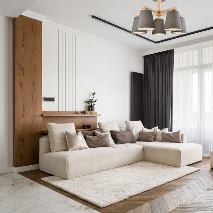 Prie lubų montuojamas šviestuvas ELLIE 5xE27/60W/230V pilka/beržas