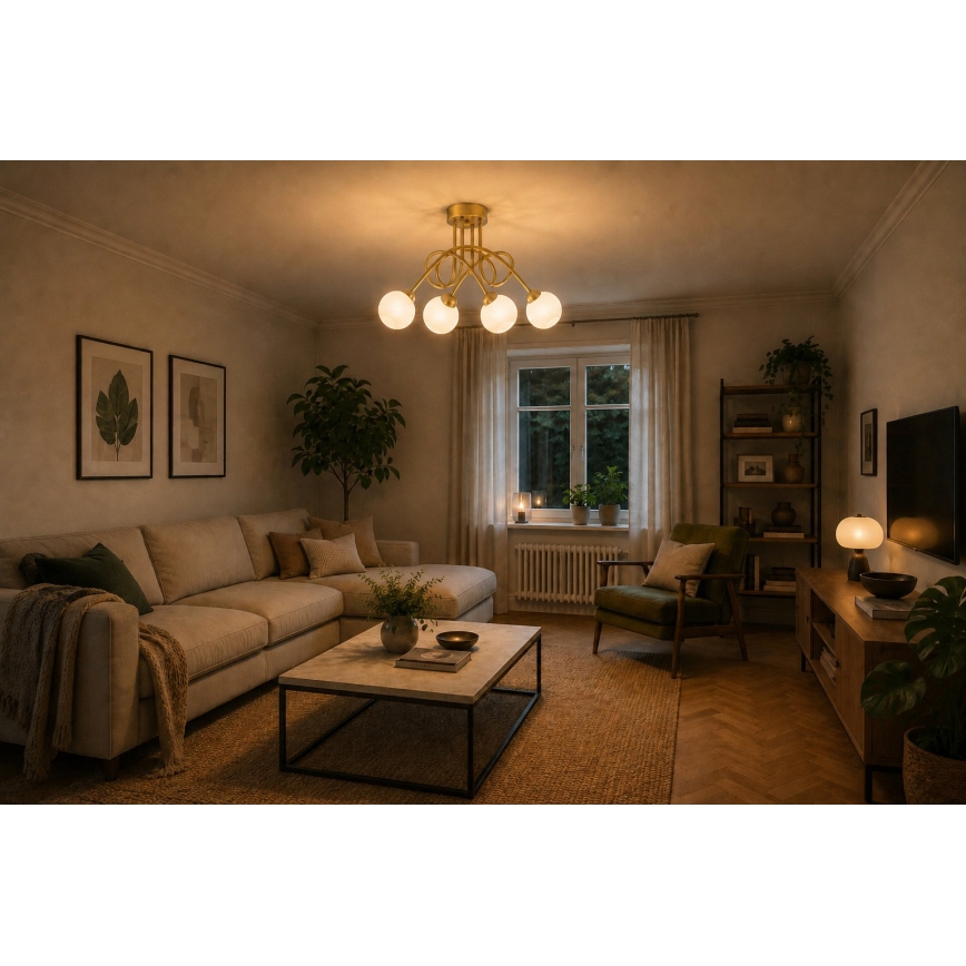 Prie lubų tvirtinama liustra BAROC 4xE14/40W/230V auksinė