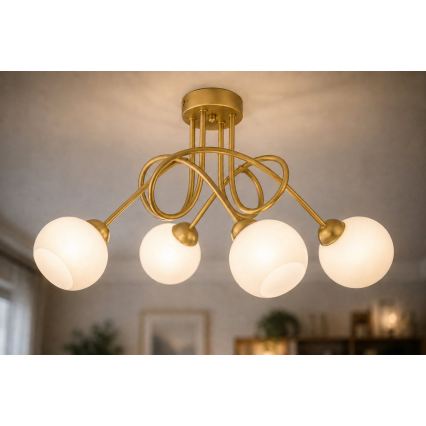 Prie lubų tvirtinama liustra BAROC 4xE14/40W/230V auksinė
