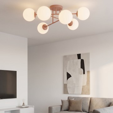 Prie lubų tvirtinama liustra ROMA 6xE14/10W/230V rožinė