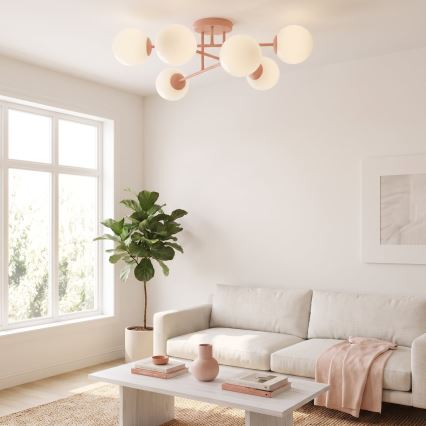 Prie lubų tvirtinama liustra ROMA 6xE14/10W/230V rožinė
