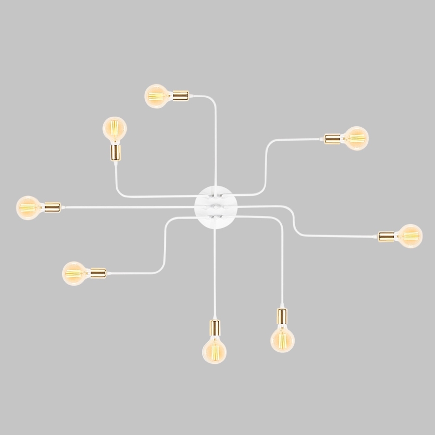 Prie lubų tvirtinama liustra TRUVA 8xE27/40W/230V balta/auksinė