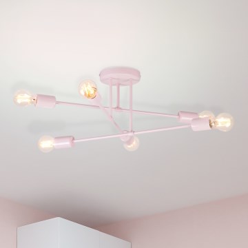 Prie lubų tvirtinamas šviestuvas CAMBRIDGE 6xE27/15W/230V rožinis