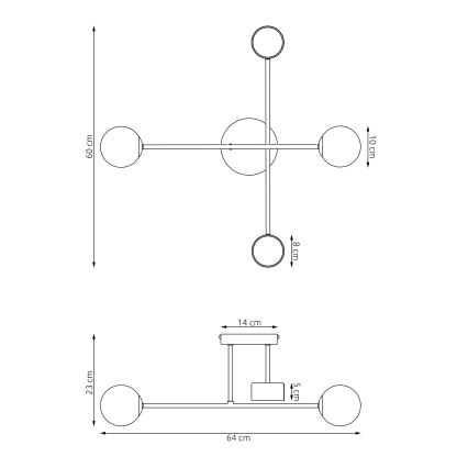 Prie lubų tvirtinamas šviestuvas HOLON 2xG9/8W/230V + 2xGX53/12W baltas