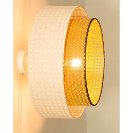 Prie lubų tvirtinamas šviestuvas NATIA 1xE27/60W/230V, skersmuo 45 cm, balta/ruda