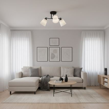 Prie lubų tvirtinamas šviestuvas PAFOS 3xE27/15W/230V juodas