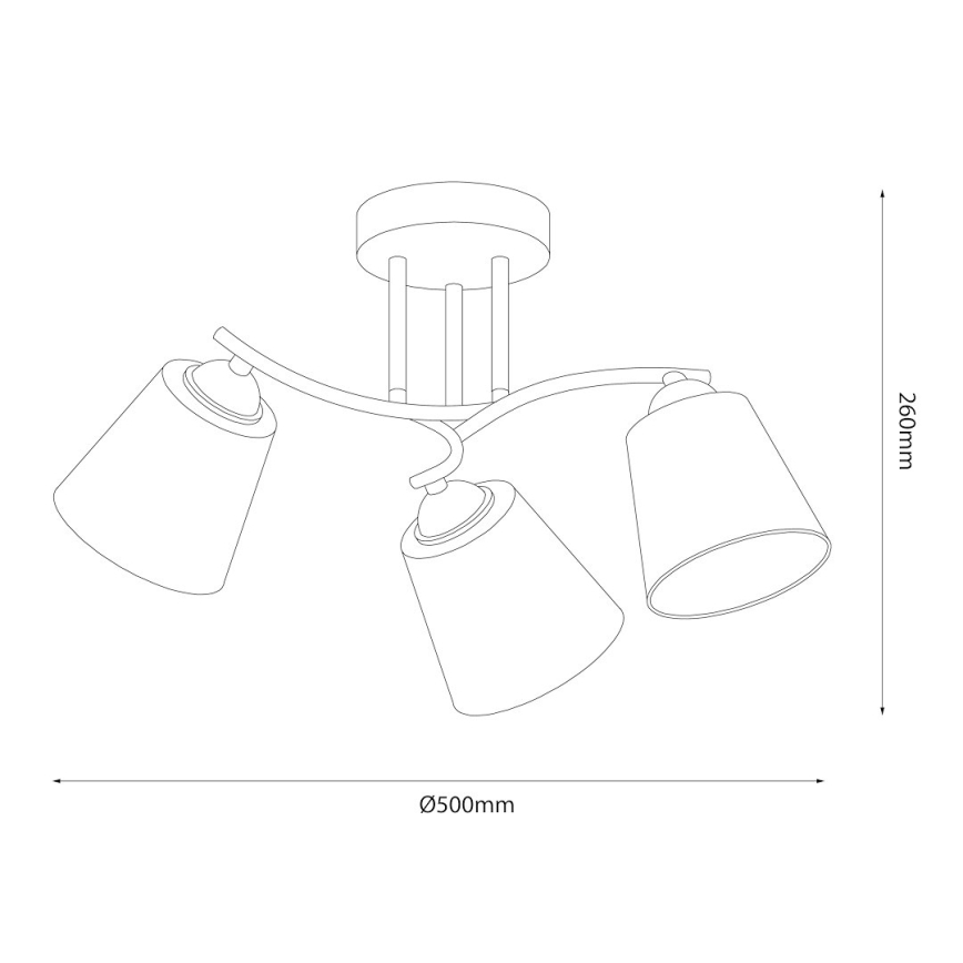Prie lubų tvirtinamas šviestuvas PAFOS 3xE27/15W/230V juodas