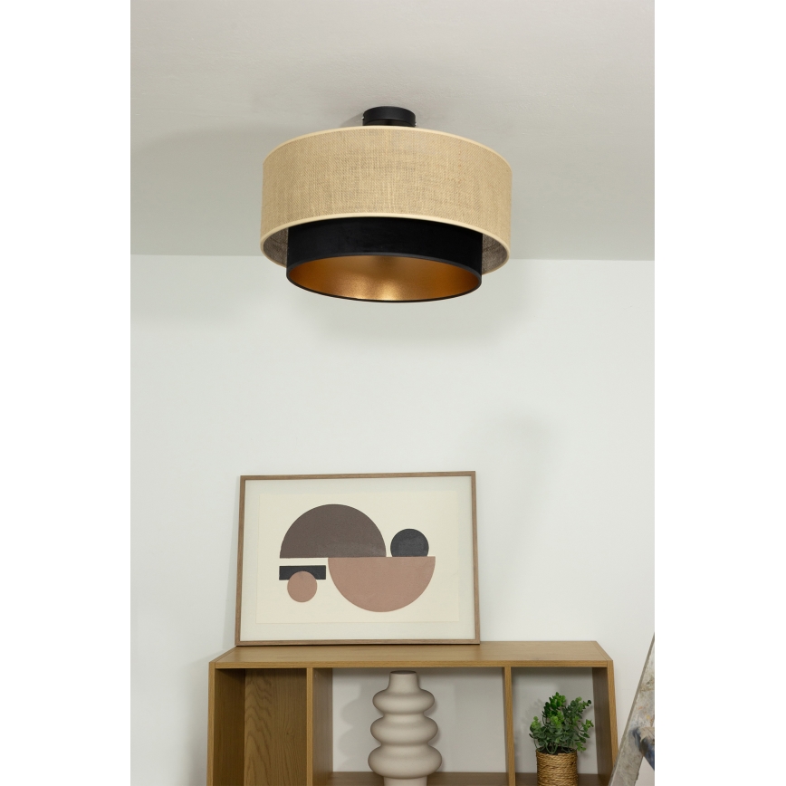 Prie lubų tvirtinamas šviestuvas SARTA 1xE27/60W/230V skersmuo 45 cm juodas/juta