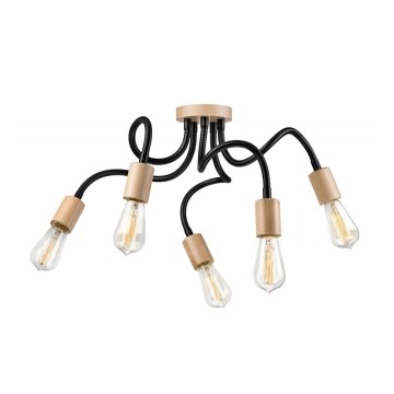 Prie sieną montuojamas šviestuvas CAMERON 5xE27/60W/230V ąžuolas