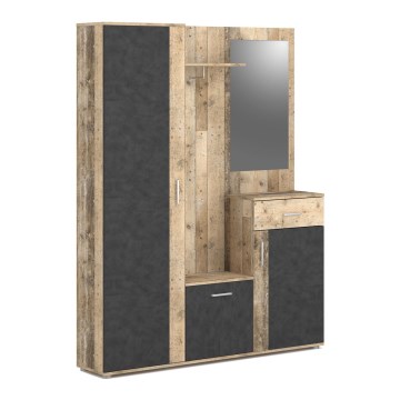 Prieškambario sienelė NOLAN su veidrodžiu, ruda/grafitas