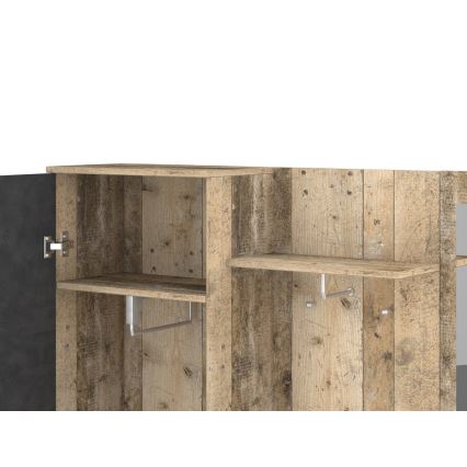 Prieškambario sienelė NOLAN su veidrodžiu, ruda/grafitas