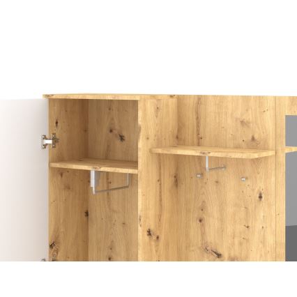 Prieškambario sienelė su veidrodžiu NOLAN ąžuolas Artisan/balta