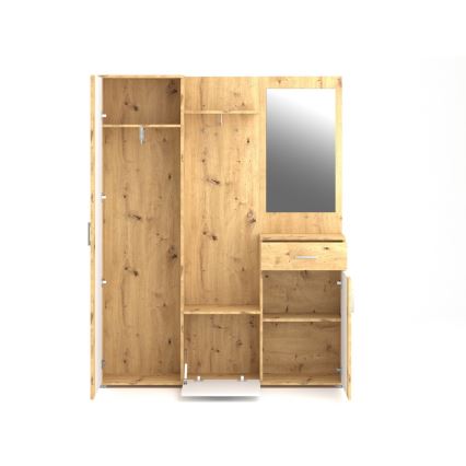 Prieškambario sienelė su veidrodžiu NOLAN ąžuolas Artisan/balta