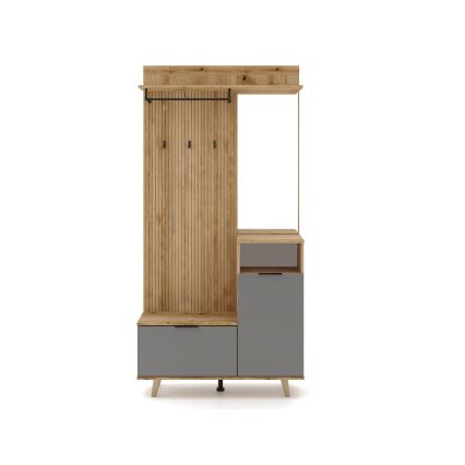 Prieškambario sienelė su veidrodžiu SVEN ruda/grafitas