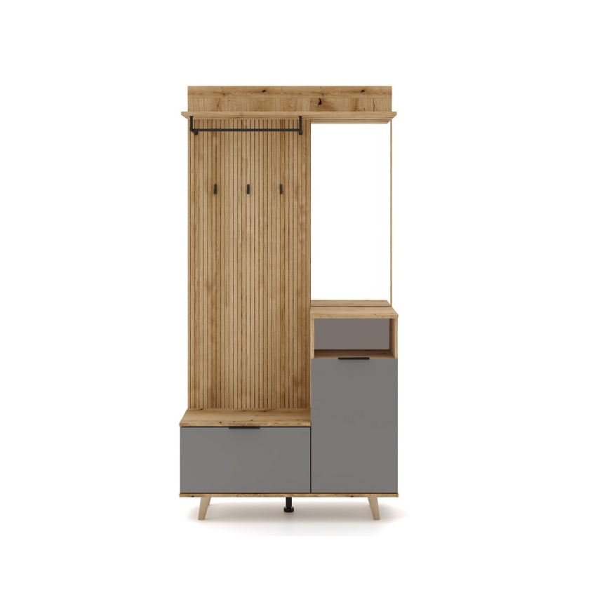 Prieškambario sienelė su veidrodžiu SVEN ruda/grafitas