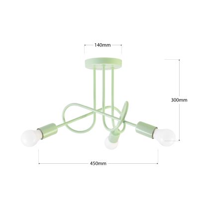 Priglaustas prie lubų šviestuvas OXFORD 3xE27/15W/230V žalias