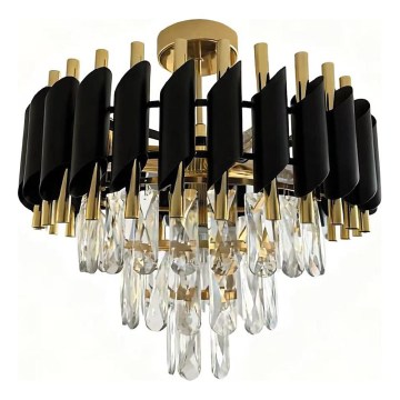 Prigludęs lubinis šviestuvas CRISTAL 5xE14/10W/230V juodas/auksinis
