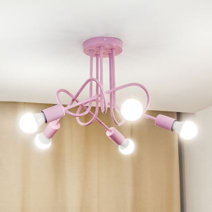 Prigludęs lubinis šviestuvas OXFORD 5xE27/15W/230V, rožinis