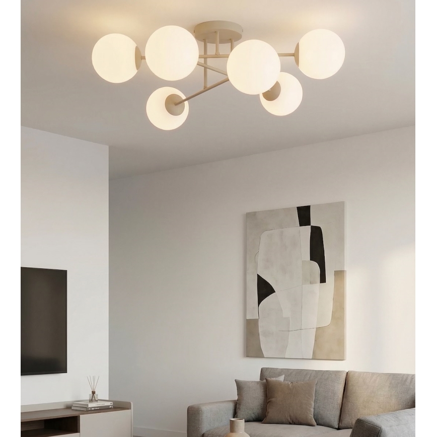 Prigludęs lubinis šviestuvas ROMA 6xE14/10W/230V smėlio spalvos