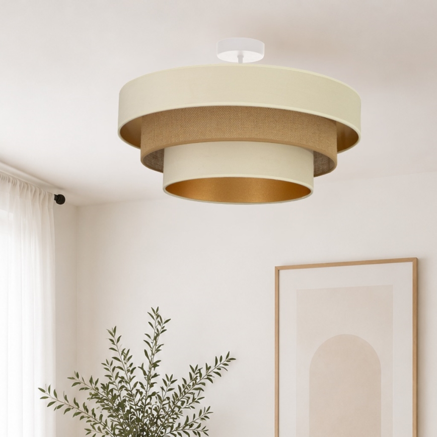 Prigludęs lubinis šviestuvas WENTA 1xE27/60W/230V skersmuo 50 cm smėlio spalvos/juta
