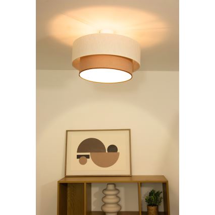 Prigludęs lubų šviestuvas NATIA 1xE27/60W/230V, skersmuo 45 cm, baltas/rudas