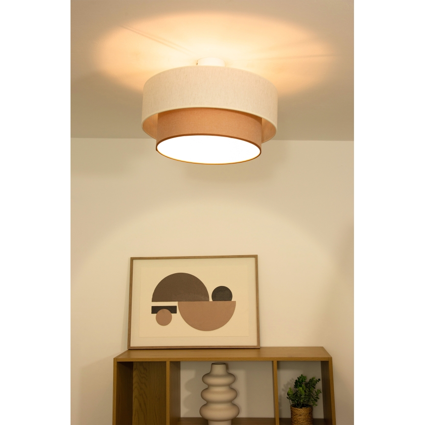 Prigludęs lubų šviestuvas NATIA 1xE27/60W/230V, skersmuo 45 cm, baltas/rudas