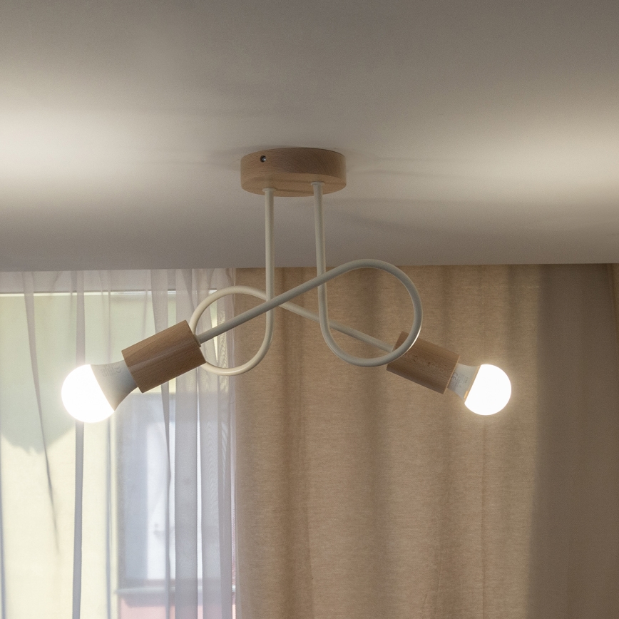 Prigludęs lubų šviestuvas OXFORD 2xE27/15W/230V pušis/kreminė