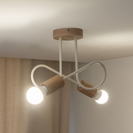 Prigludęs lubų šviestuvas OXFORD 2xE27/15W/230V pušis/kreminė
