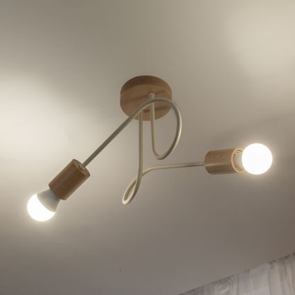 Prigludęs lubų šviestuvas OXFORD 2xE27/15W/230V pušis/kreminė