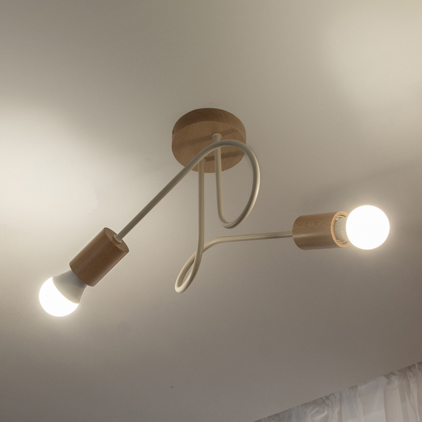 Prigludęs lubų šviestuvas OXFORD 2xE27/15W/230V pušis/kreminė