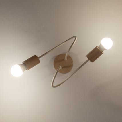 Prigludęs lubų šviestuvas OXFORD 2xE27/15W/230V pušis/kreminė